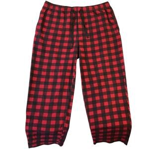 Timber Ridge Men Sleepwear L Red Pajama Pants Plaid Fleece Button 27" Inseam